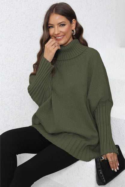 Quinn's Turtle Neck Long Sleeve Ribbed Sweater