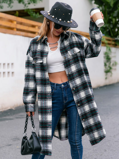 Apple Harvest Plaid Button Up Long Sleeve Shacket