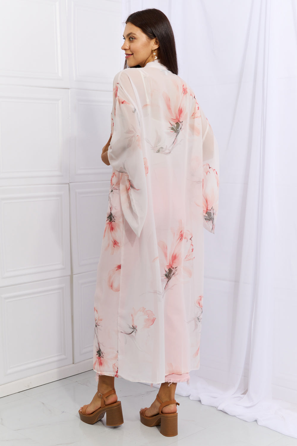 Ethereal Elegance Floral Chiffon Kimono Cardigan