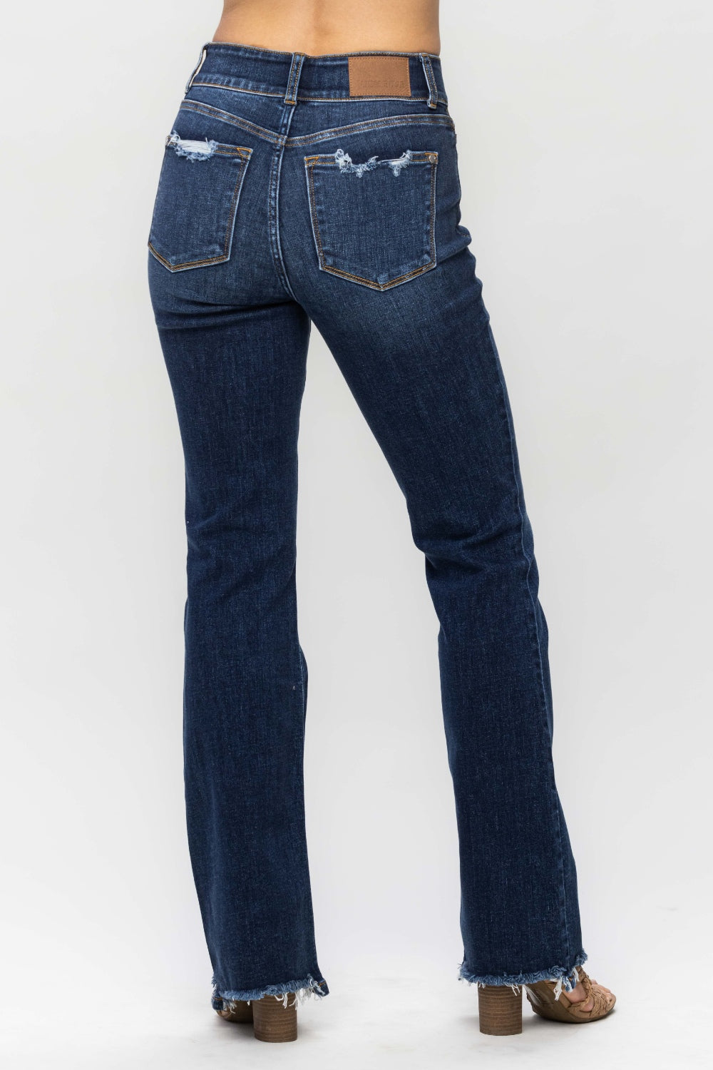 Cobblestone Path Hi-Rise Frayed Hem Bootcut Jeans