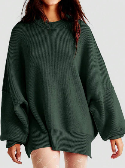 Hemlock Haze Reverse Seam Side Slit Sweater