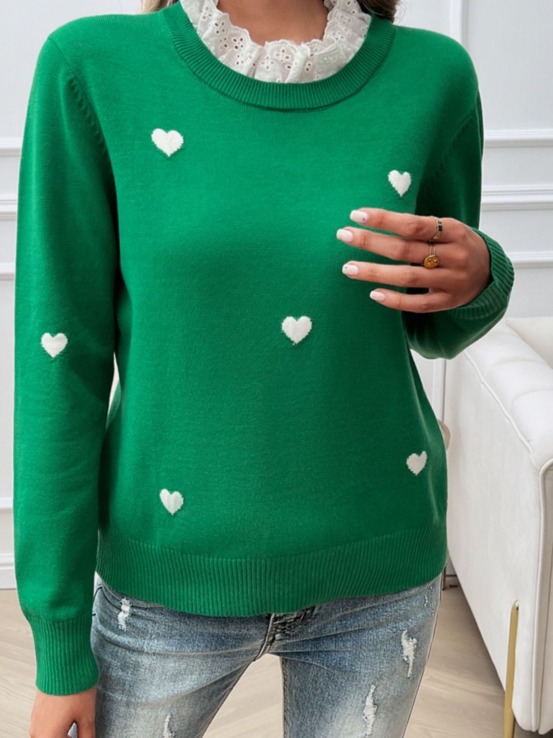 Princess of Hearts Lace Collar Sweater