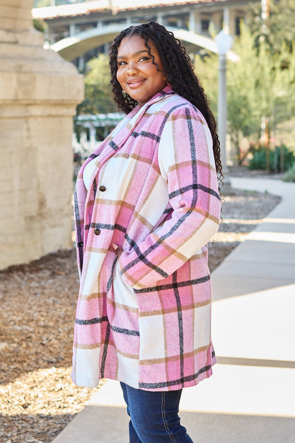 Timeless Plaid Button Up Lapel Collar Coat