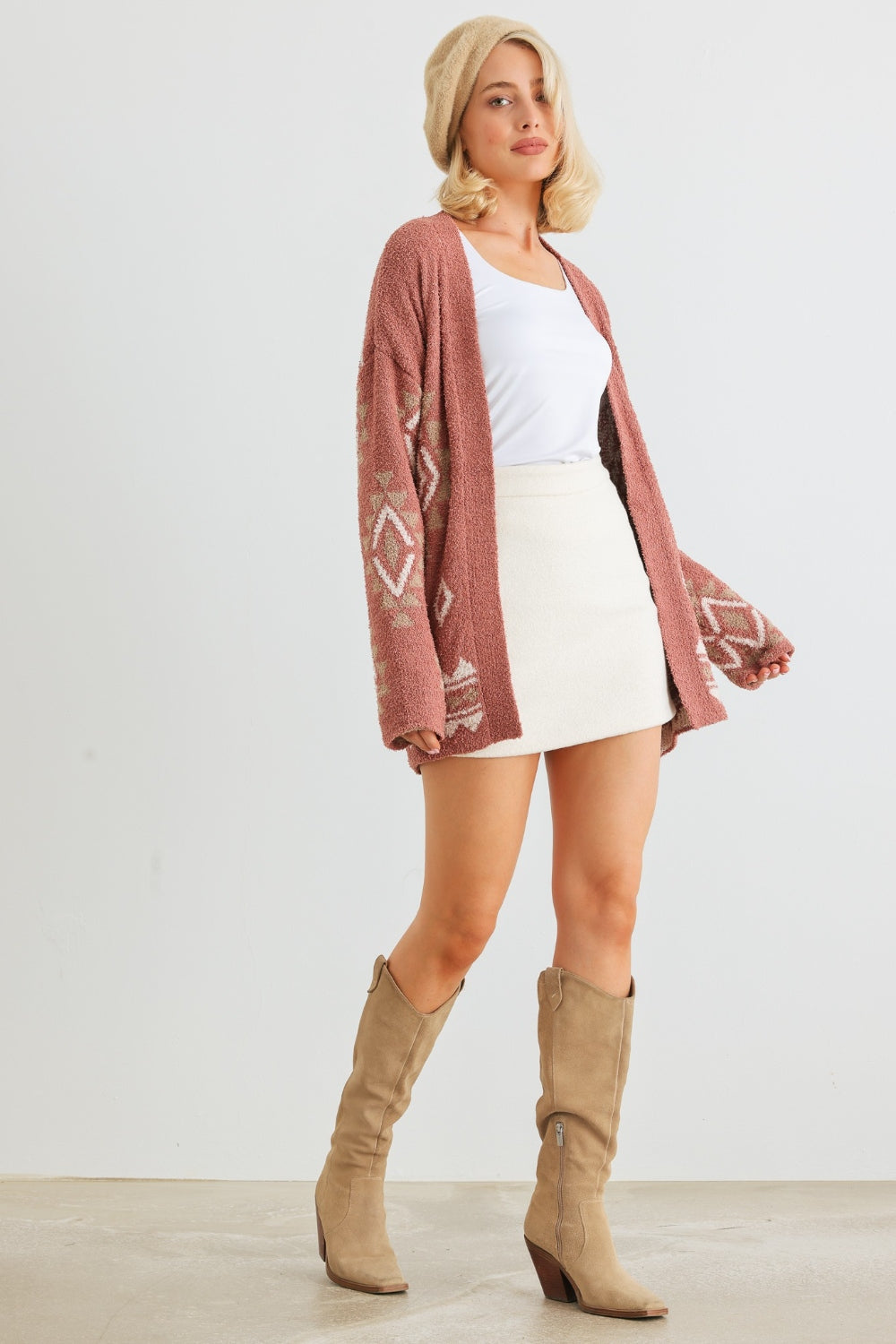 Native Mythology Open Front Long Sleeve Cardigan