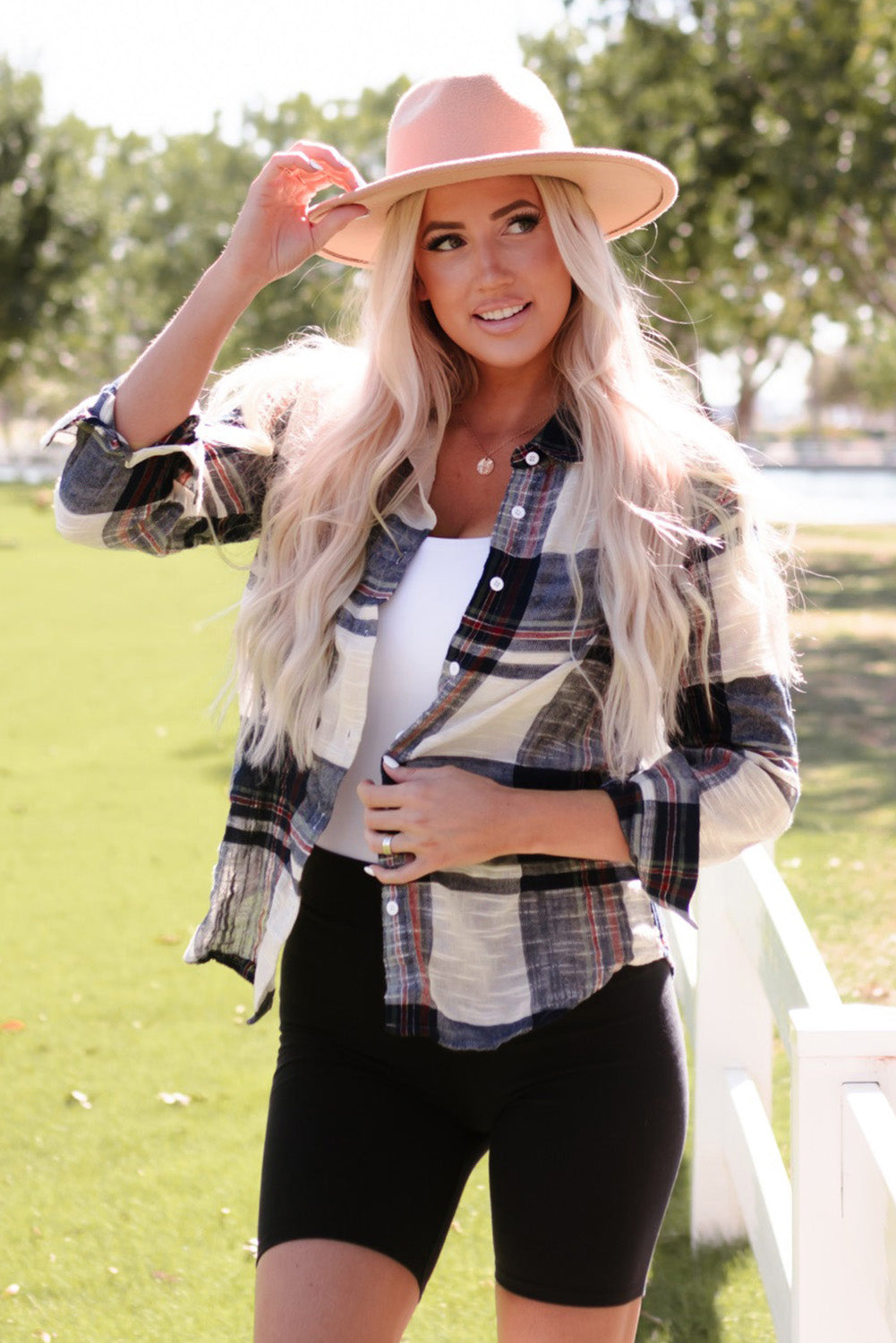 Whispering Pines Plaid Button Up Long Sleeve Shirt