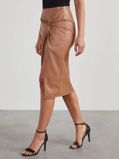 The Twisted Heart High Waist Faux Leather Skirt