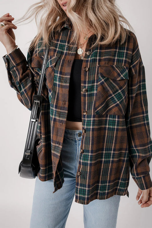 Fabled Flannel Plaid Button Up Long Sleeve Jacket