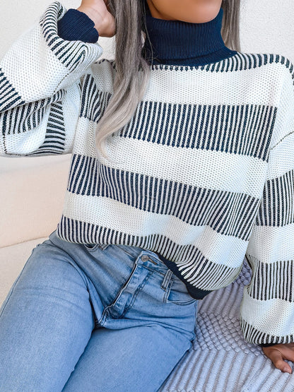 Fabled Isadora Striped Turtleneck Long Sleeve Sweater