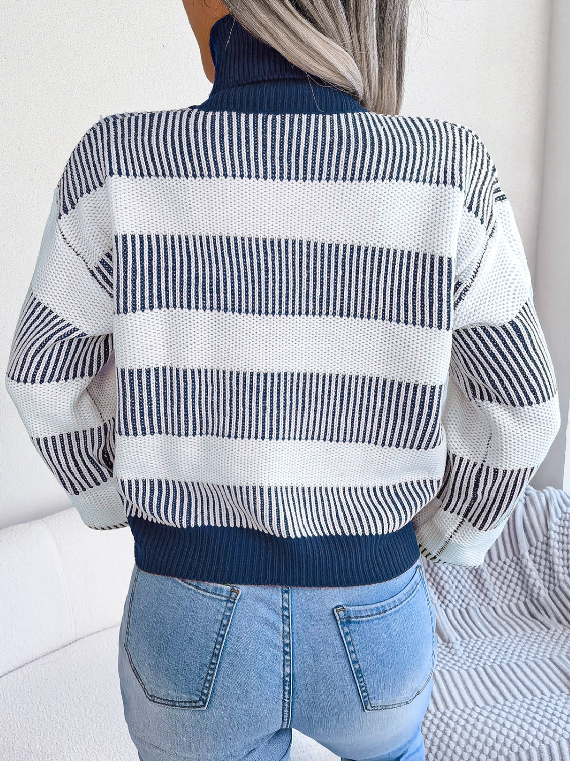 Fabled Isadora Striped Turtleneck Long Sleeve Sweater