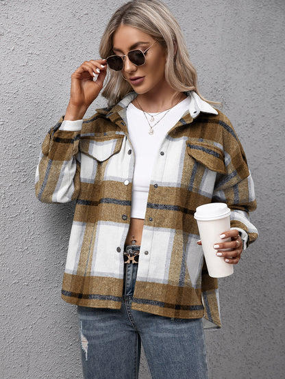 Mystical Meadow Plaid Long Sleeve Shirt Jacket