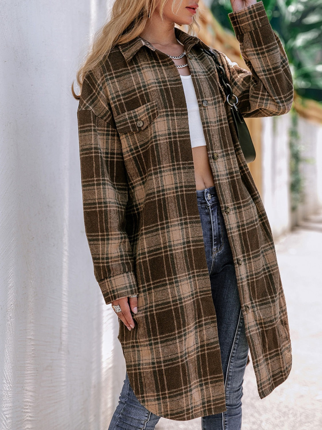 Apple Harvest Plaid Button Up Long Sleeve Shacket