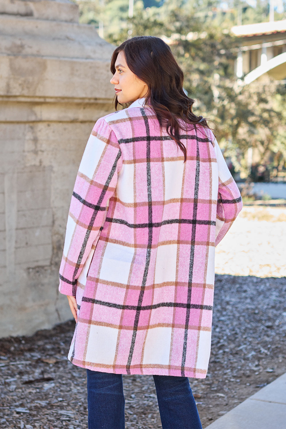 Timeless Plaid Button Up Lapel Collar Coat