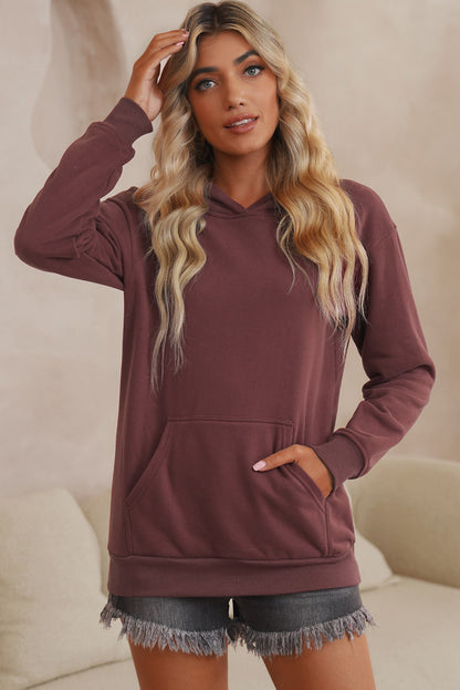 Sundown Serenade Dropped Shoulder Front Pocket Hoodie