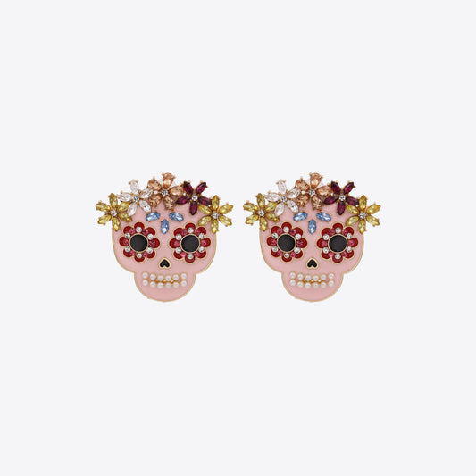 'Phantom Fiesta' Skull Rhinestone Earrings