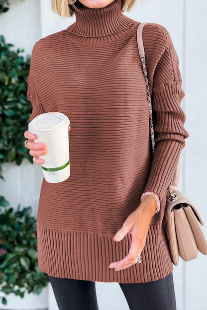 The Thymekeeper Sweater Ribbed Turtleneck Red Sweater