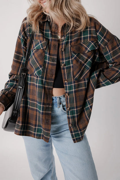 Fabled Flannel Plaid Button Up Long Sleeve Jacket