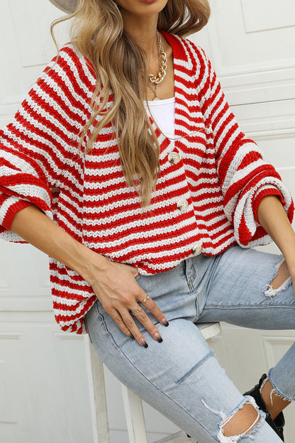 Library Lament Striped Button Up Long Sleeve Cardigan