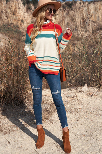 House of Everhart Striped Turtleneck Sweater