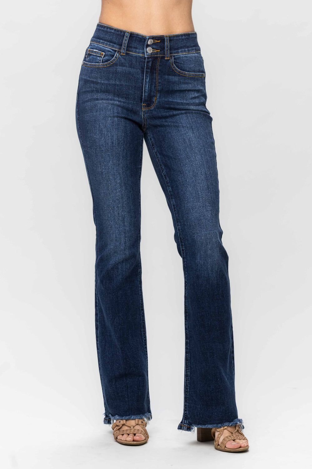 Cobblestone Path Hi-Rise Frayed Hem Bootcut Jeans