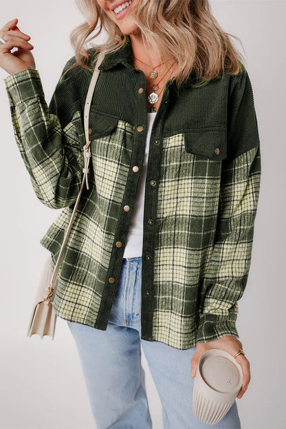 Intellectual Plaid Button Up Long Sleeve Jacket