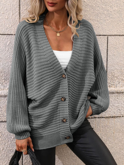 The Bibliophile’s Wrap Button Down Textured Longline Cardigan