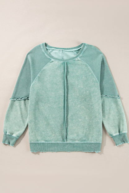 Minerva Mineral Wash Waffle Knit Reverse Seam Sweatshirt