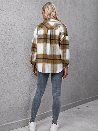 Mystical Meadow Plaid Long Sleeve Shirt Jacket