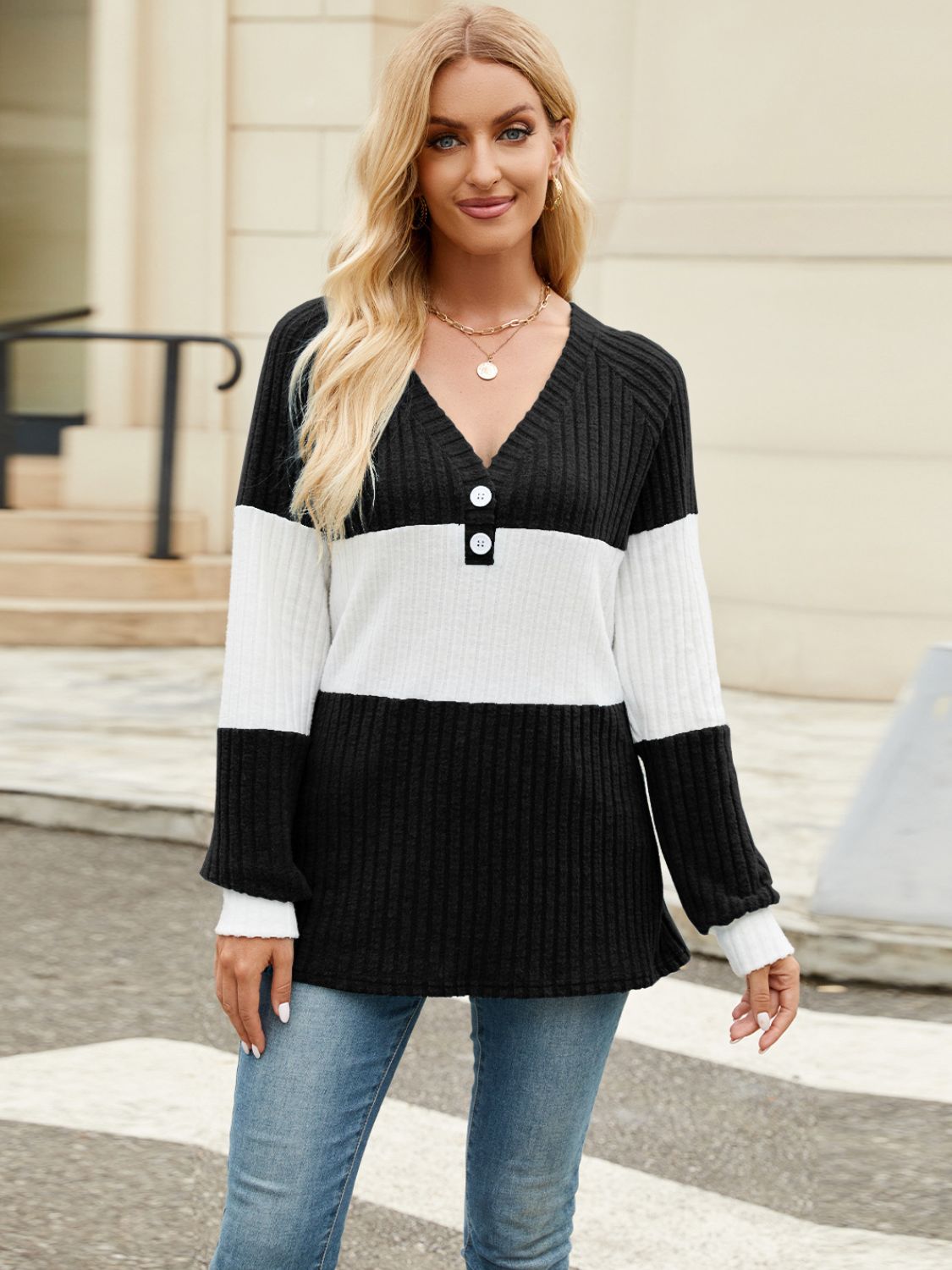 Archive Knit Bold Stripe V-Neck Sweater