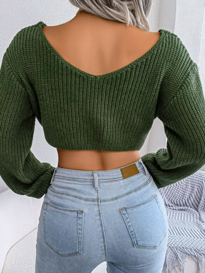 Penhallow Twisted Front Long Sleeve Cropped Sweater