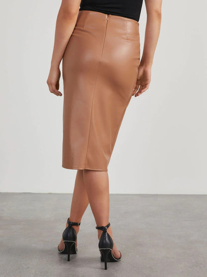 The Twisted Heart High Waist Faux Leather Skirt