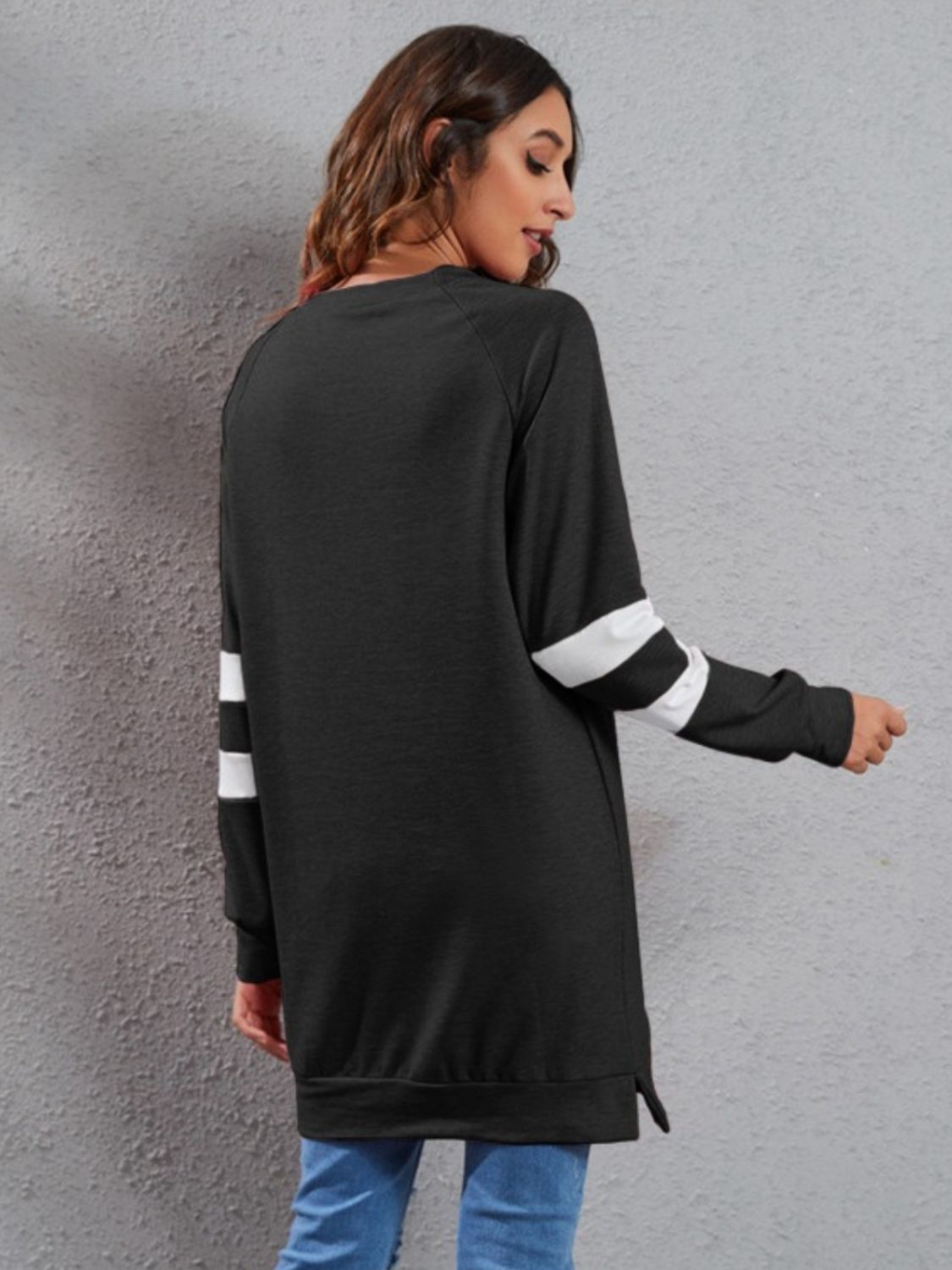 Full Size Striped Round Neck Long Sleeve T-Shirt dress