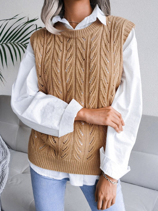 Agatha Round Neck Cable Knit Sweater Vest