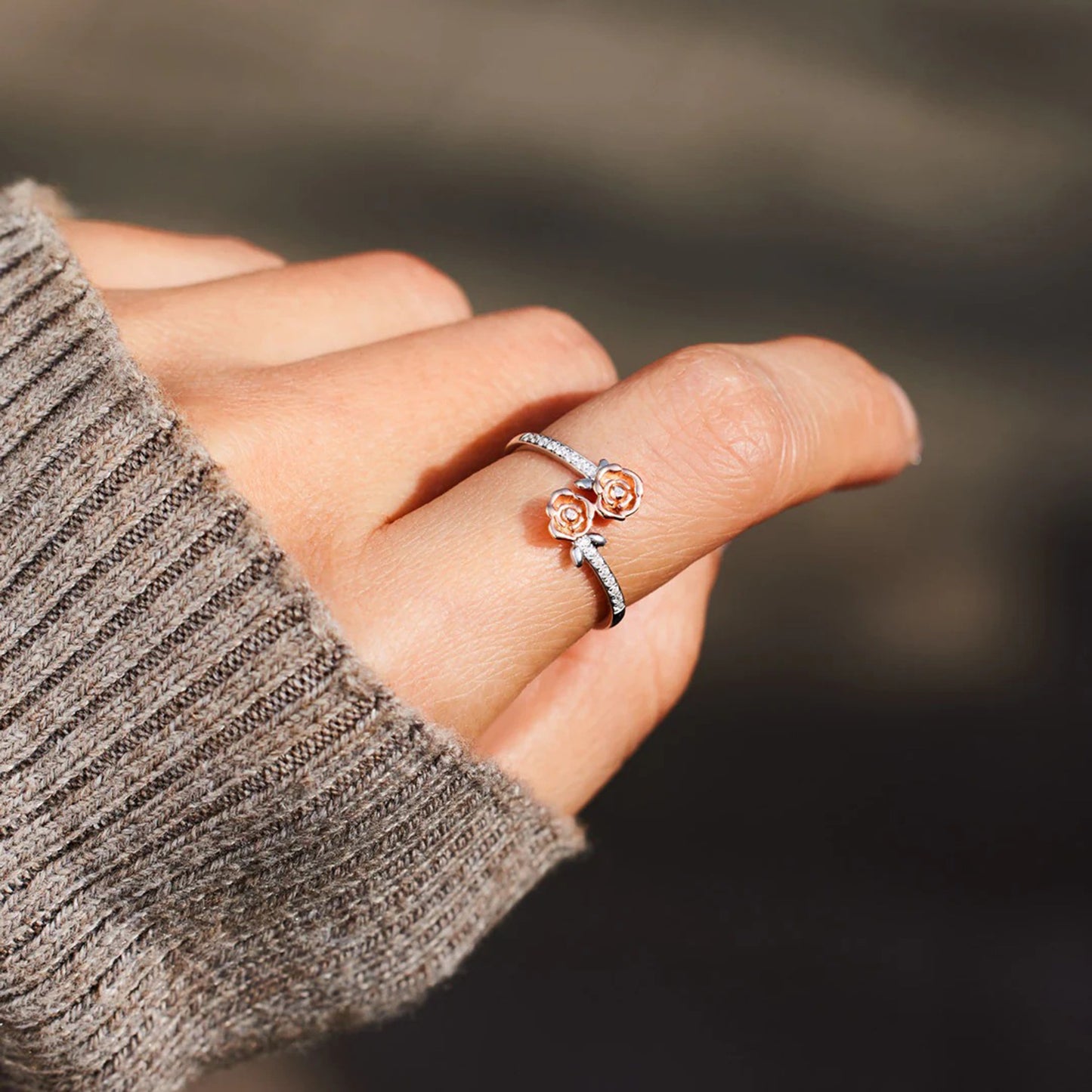 Twisted Roses Wrap Around Ring