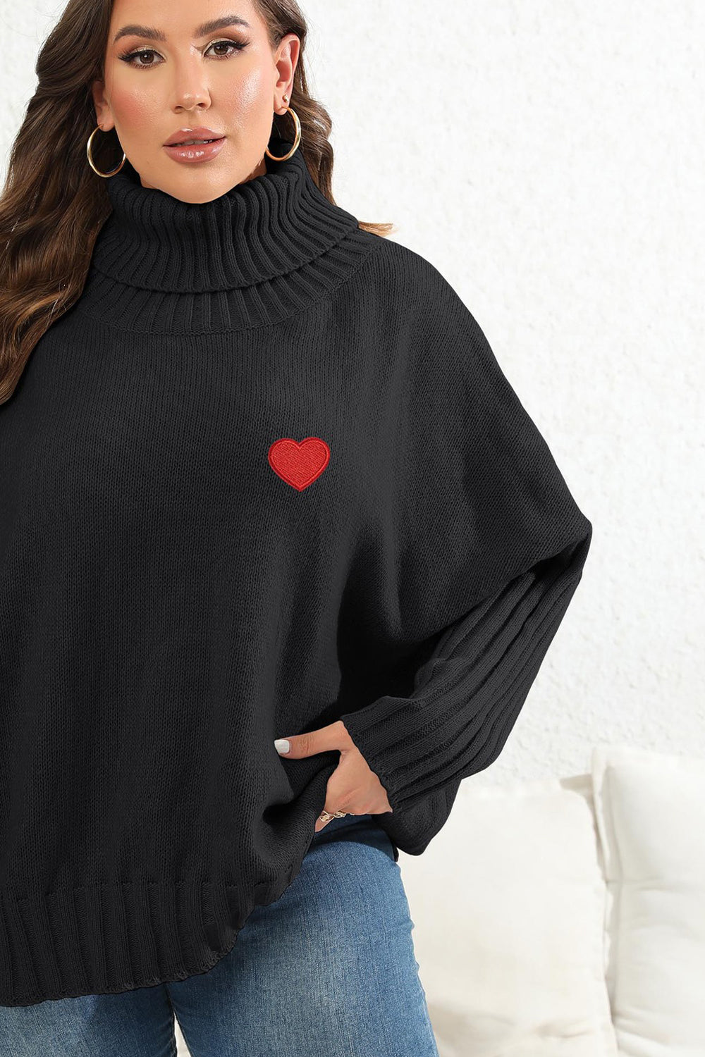 Tell-Tale Heart Plus Size Turtle Neck Sweater