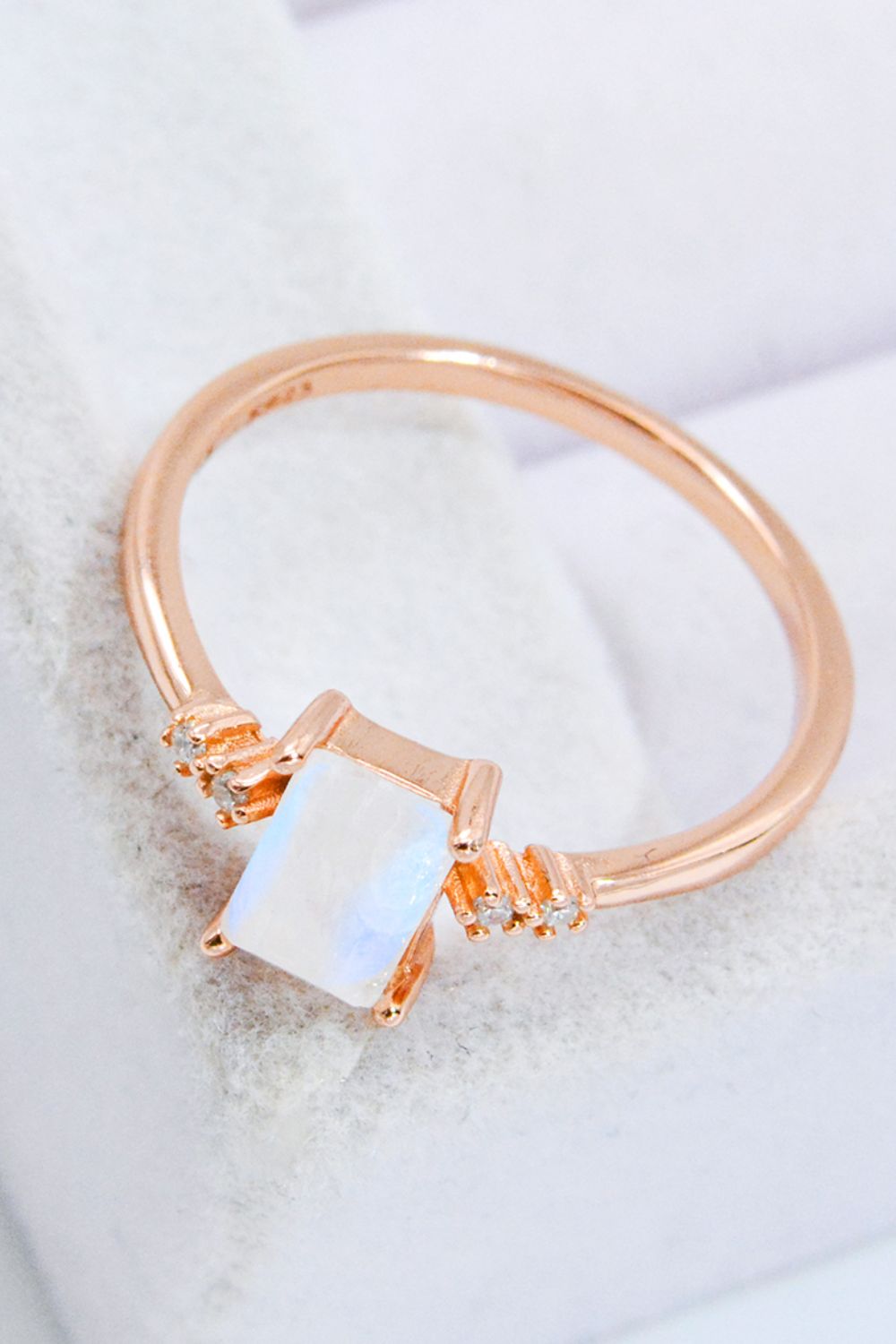 'Nebula's Secret' Rectangle Natural Moonstone Ring