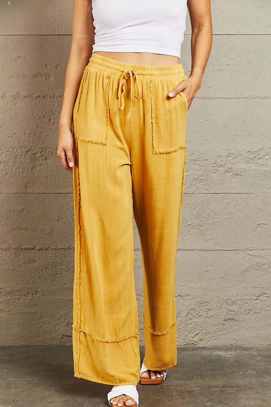 Poets Holiday Cotton and Hemp Mineral Wash Wide Leg Pants