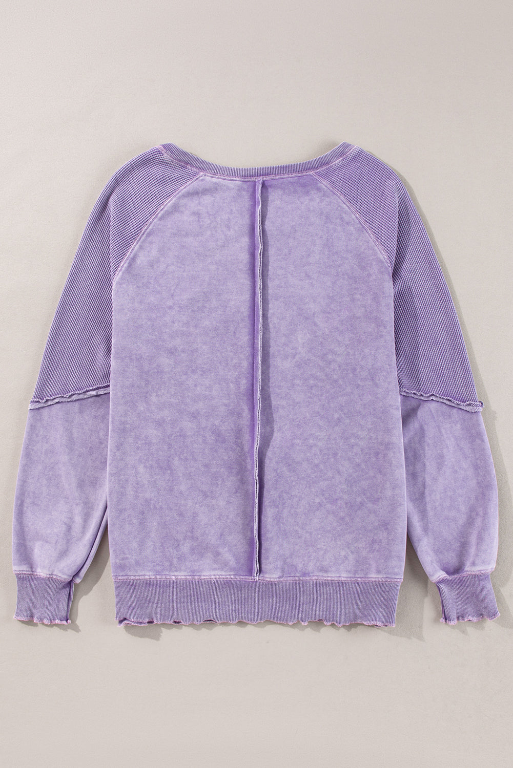 Minerva Mineral Wash Waffle Knit Reverse Seam Sweatshirt