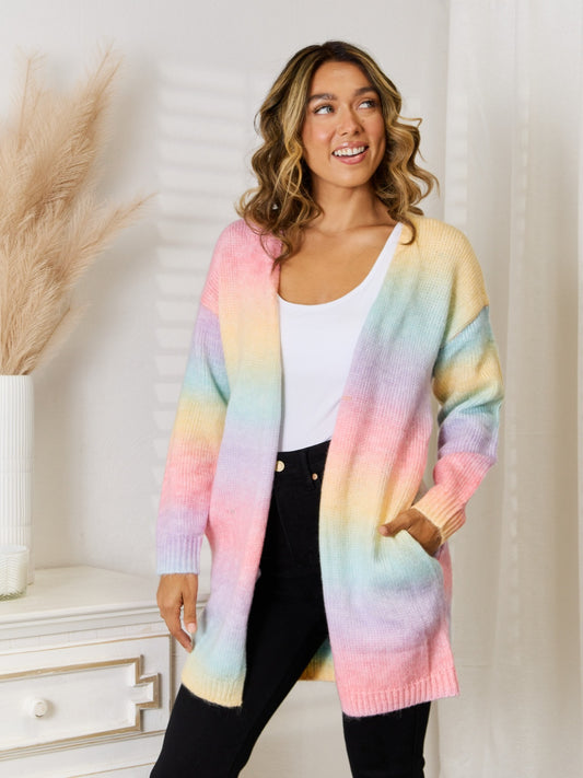 The Celestial Study Full Size Gradient Open Front Cardigan