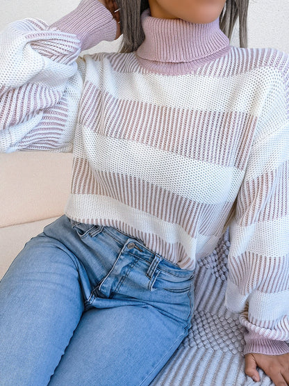 Fabled Isadora Striped Turtleneck Long Sleeve Sweater