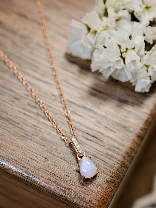 Lunar Illusion Moonstone Teardrop Pendant Necklace