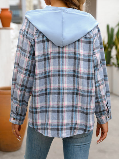 Orchard Days Plaid Long Sleeve Hooded Jacket