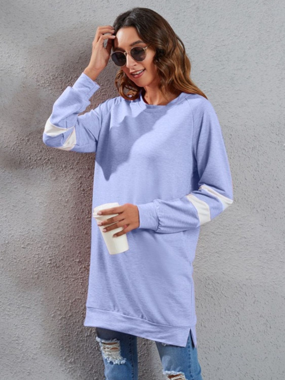 Full Size Striped Round Neck Long Sleeve T-Shirt dress