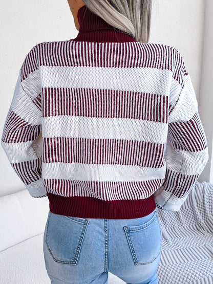 Fabled Isadora Striped Turtleneck Long Sleeve Sweater