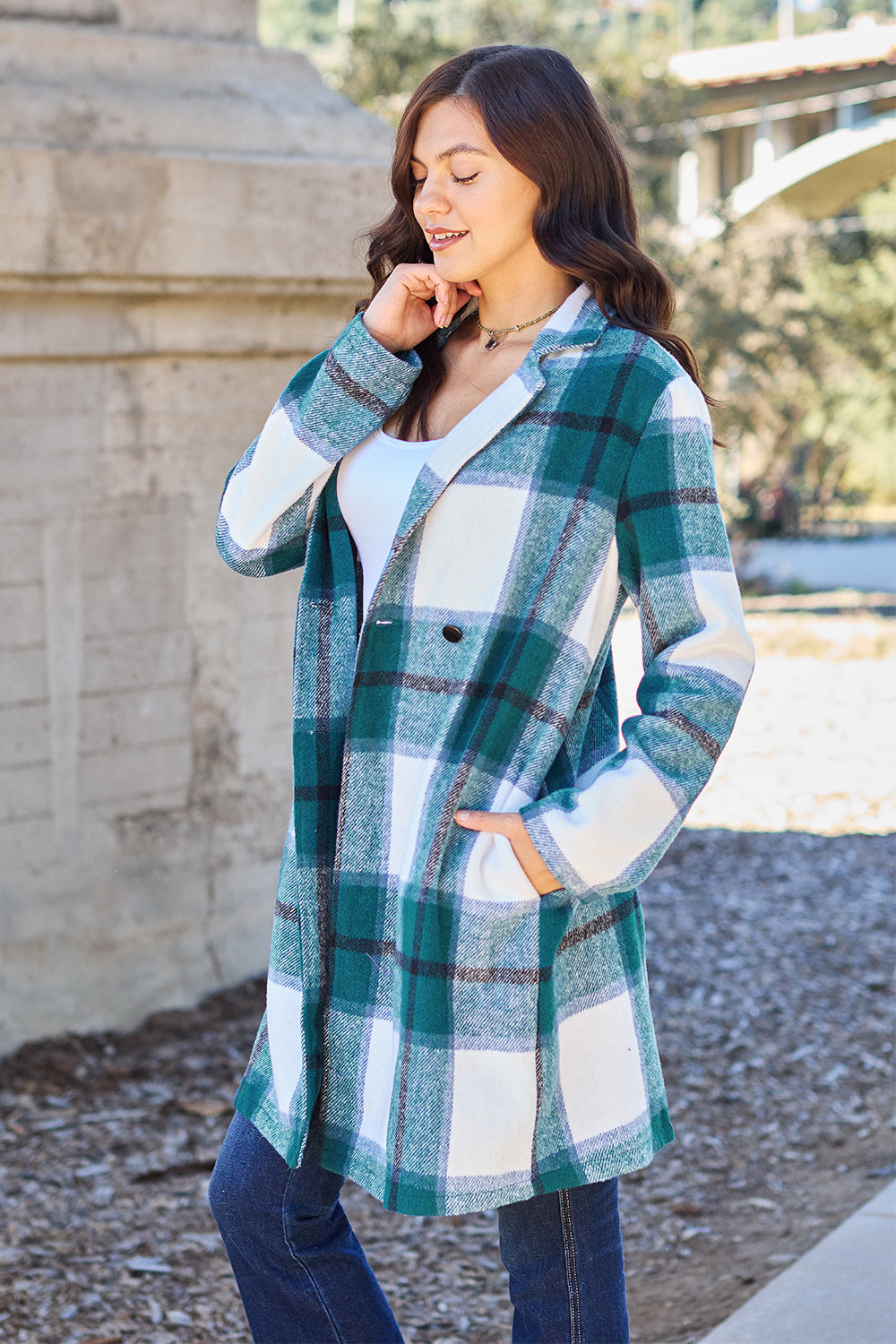 Timeless Plaid Button Up Lapel Collar Coat