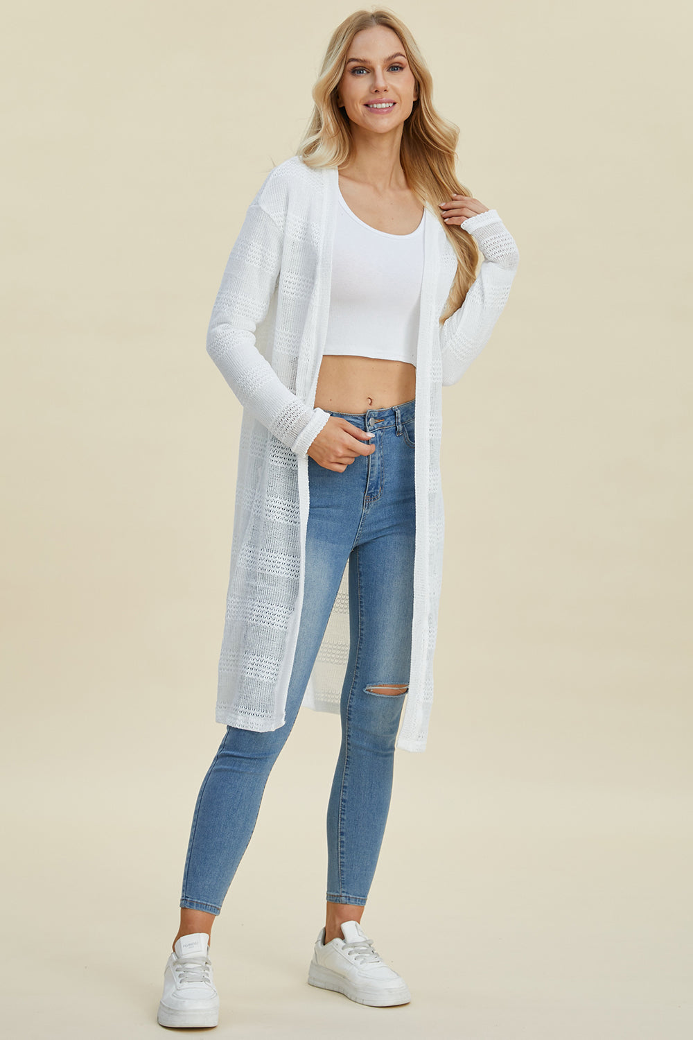 Miss Fairchild Full Size Open Front Longline Cardigan