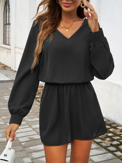 Delilah Cutout V-Neck Long Sleeve Mini Dress