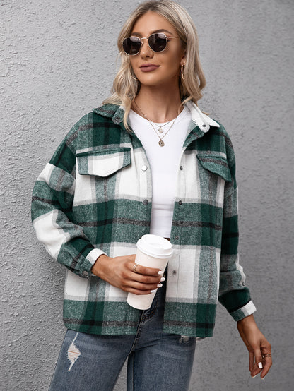 Mystical Meadow Plaid Long Sleeve Shirt Jacket