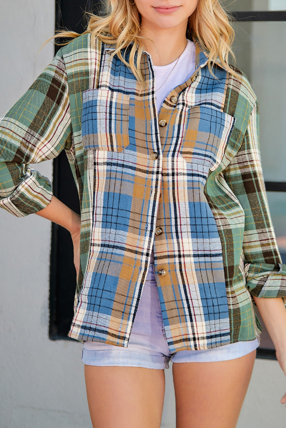 Winds of Change Plaid Button Up Long Sleeve Shirt