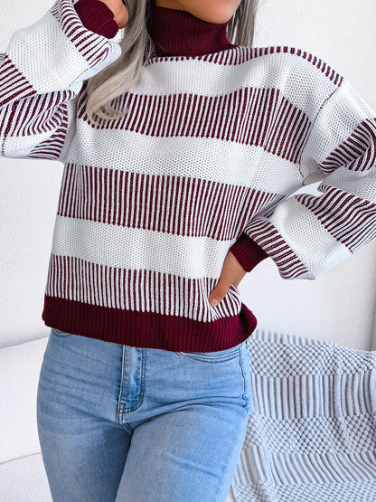 Fabled Isadora Striped Turtleneck Long Sleeve Sweater