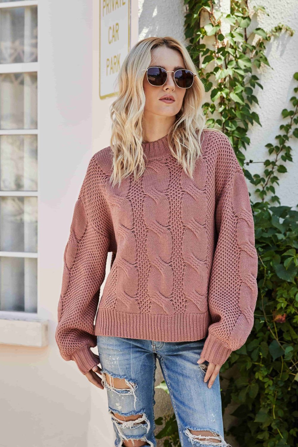 Cedar Spell Knit Cabled Fall Sweater